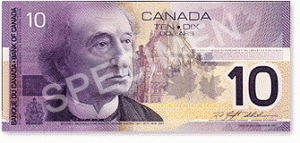 Canadian $10 banknote - Portrait of Sir John A Macdonald