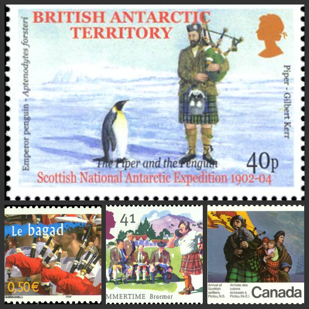 bagpipes on stamps