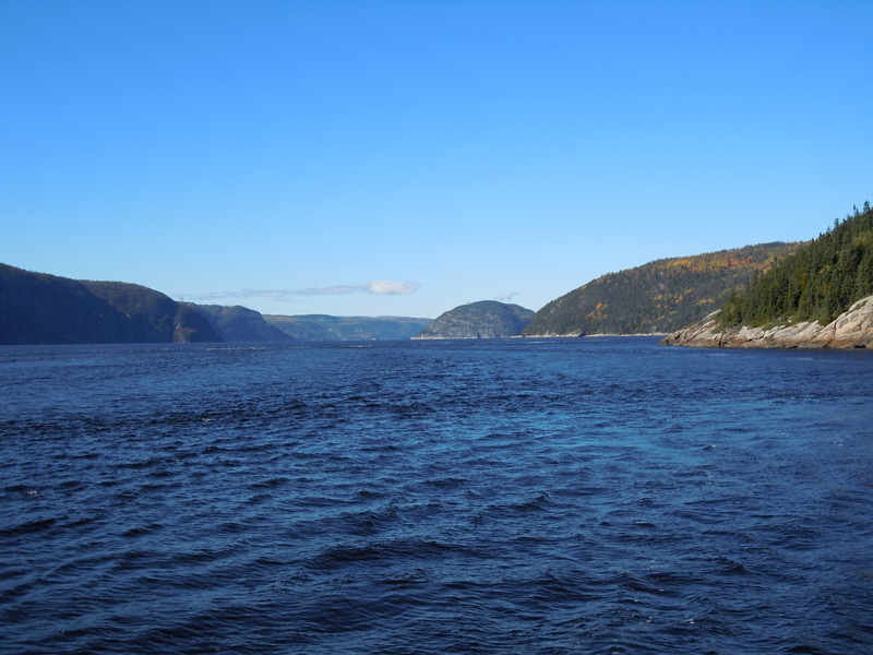 View of the entrance to the Saguenay Fjord from the Tadoussac ferry