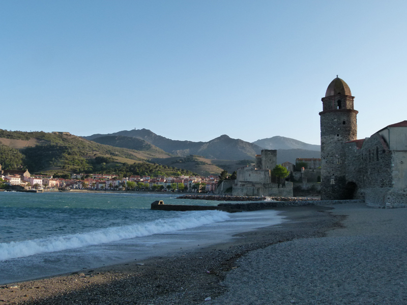 Collioure, Roussillon, France, view of the church from the beach © 2012 Scotiana