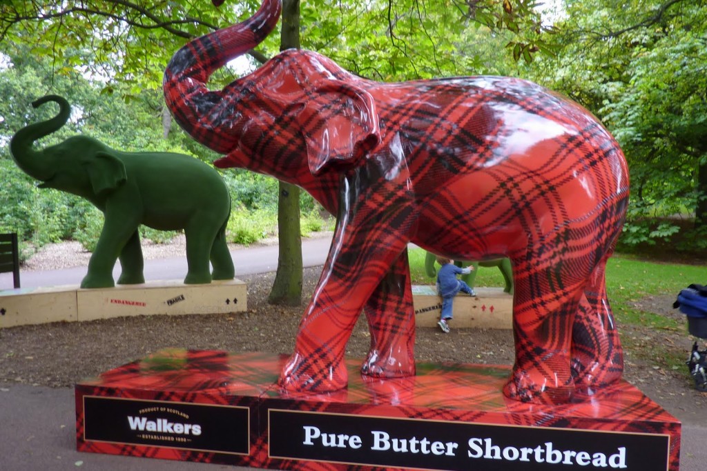 elephant sculpture in botanical gardens art walkers pure butter shortbread