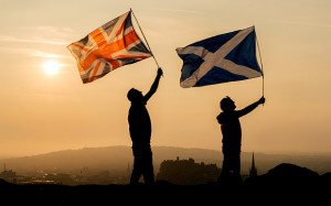 The Saltire and Union flags on Arthur's Seat photo Carol McCabe in The Telegraph