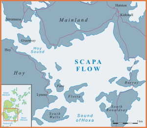 Scapa Flow location in Orkney Wikipedia.svg