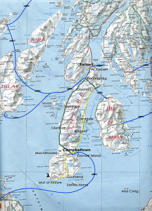 The Kintyre Peninsula - Michelin map modified by Scotiana