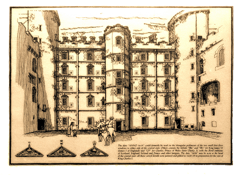 Linlithgow Palace North Range Historic Scotland panel illustration