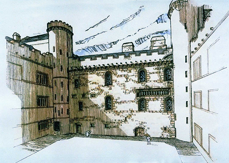 Linlithgow Palace West Range Historic Scotland panel illustration