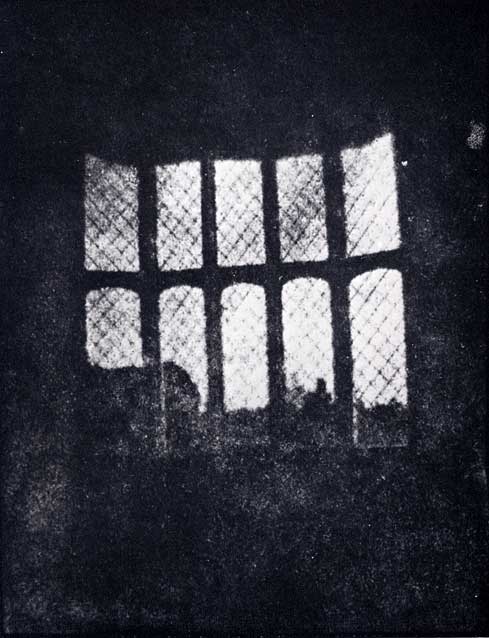 A latticed window in Lacock Abbey photographed by William Fox Talbot in 1835