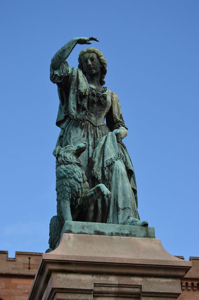 The statue of Flora MacDonald on the esplanade of Inverness Castle ...