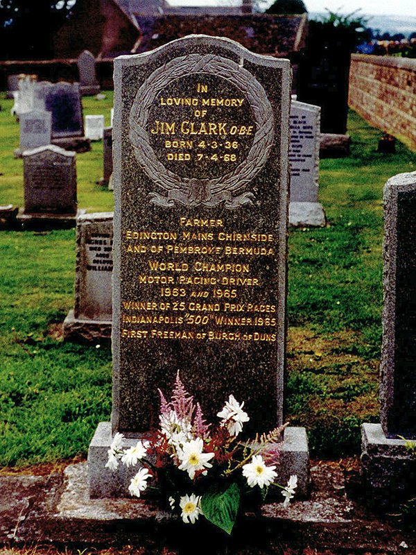 Jim Clark's grave in Chirnside by Ngchikit Source Wikipedia