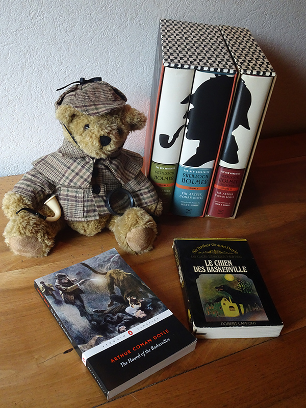 Sherlock Holmes teddy bear & books © 2019 Scotiana