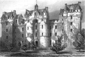 Fyvie Castle drawn by Robert William Billings and engraved by J. H. Le Keux