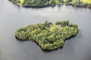 Aerial view of Inchmahome Priory, Inchmahome Island, Lake of Menteith Wikimedia