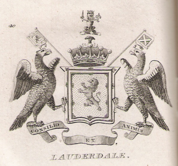 Arms of the Earls of Lauderdale as shown in Brown's The Peerage of Scotland, 1834