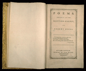 Kilmarnock edition of Robert Burns Poems - Source Burns Scotland