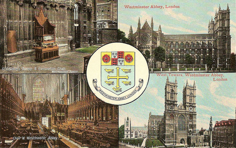 Multiview postcard of Westminster Abbey -Valentines before WWI